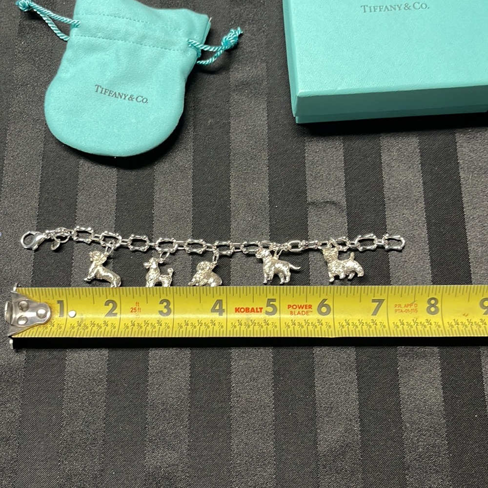RARE Vintage Sterling Silver Tiffany & Co. Dog Charm Bone Link Bracelet - Picture 6 of 10